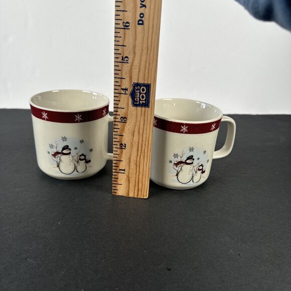 Royal Seasons‎ Stoneware Snowman Coffee/Tea Cups Set Of 2 - Picture 7 of 8
